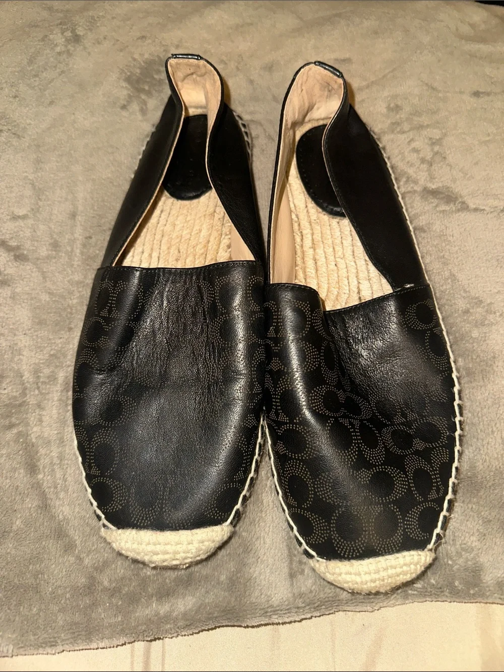 Coach Black Signature-Print Espadrille Flats